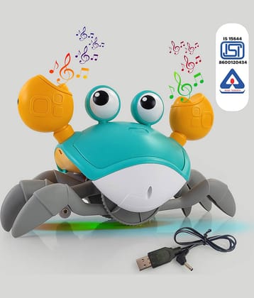 NHR Crawling Crab Baby Musical Kids Toy with LED Lights & Rechargeable Battery | Interactive Early Learning and Entertainment Toys for Kids Toddlers & Infants(Blue)