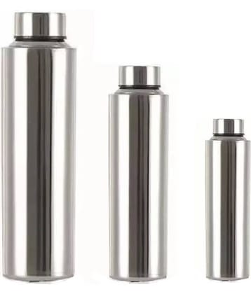 Dynore - 500/750/1000 Silver Fridge Water Bottle ( Set of 3 )