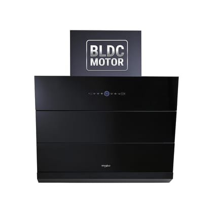 Whirlpool 75cm 1700 m3/hr BLDC Filterless Autoclean Slant Kitchen Chimney | Free Installation | 11 Years Motor & 5 Years Comprehensive Warranty | VFL PRO 750 BLDC HAC BK HOOD | Black | Motion Sensor Whirlpool 75cm 1700 m3/hr BLDC Filterless Autoclean Sla