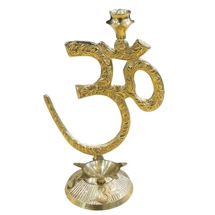 Brass Om Stand | Spiritual Home Decor & Puja Accessory, Height : 6.5 Inch (ZMAS649 C)