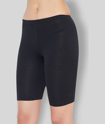Clovia Cotton Solid Women's Safety Shorts ( Black )