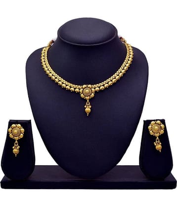 JFL - Jewellery For Less Copper Golden Collar Traditional Gold Plated Necklaces Set