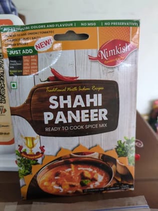 Nimkish Shahi Paneer Masala Ready To Cook Spice Mix (50g) | No Artificial Colors, Flavours, MSG or Preservatives | Authentic North Indian Recipe