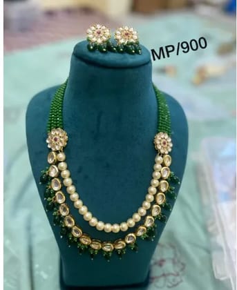 Kundan beads long necklace