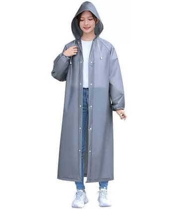 Infispace Waterproof Nylon Long Raincoat - Grey