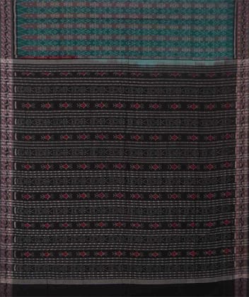 Green black handwoven sambalpuri cotton saree