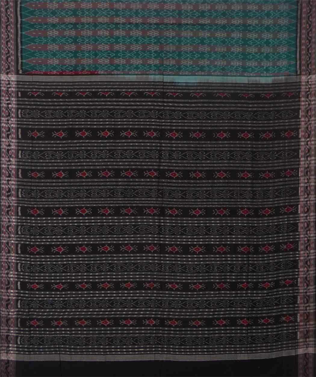Green black handwoven sambalpuri cotton saree