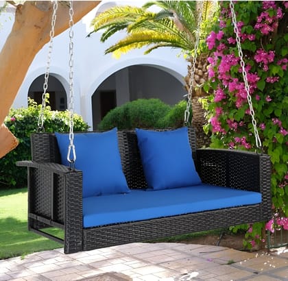 MJA FURNITURE Patio Outdoor Double Seater Swing Chair Without Stand for Balcony, Garden | Rattan & Wicker Hammock Jhula for Adults