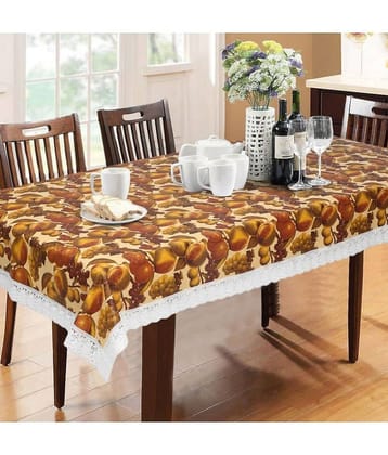 Printed PVC 6 Seater Rectangle Table Cover ( 228 x 152 ) cm Pack of 1 Brown