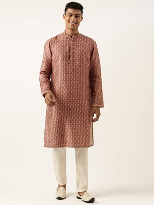 Wine Baroque Printed Kurta Set-XS/36 / Only Kurta - No Lowers