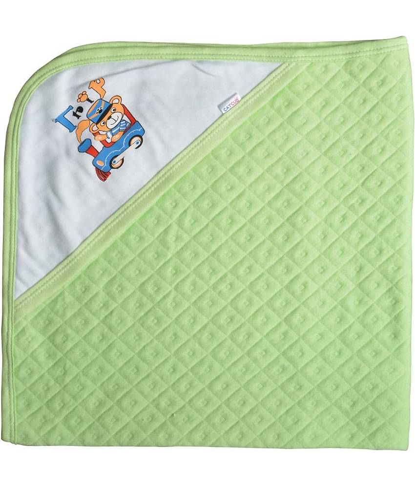 CATCUB Green Polyester Towel cum blanket ( 72 cm × 72 cm 1 pcs )