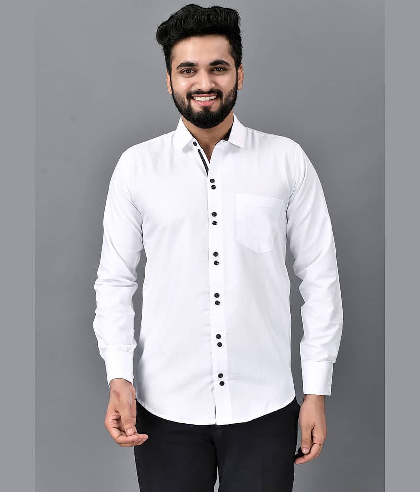 VTEXX Cotton Blend Regular Fit Solids Full Sleeves Men's Casual Shirt - White ( Pack of 1 )
