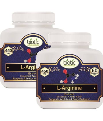 Biotic L-Arginine / L Arginine Capsules 450 mg Veg Capsule 120 no.s Pack of 2
