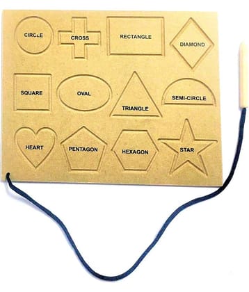 WOODEN 12 Shaped Geometric Writing Practice Board WITH DUMMY PENCIL