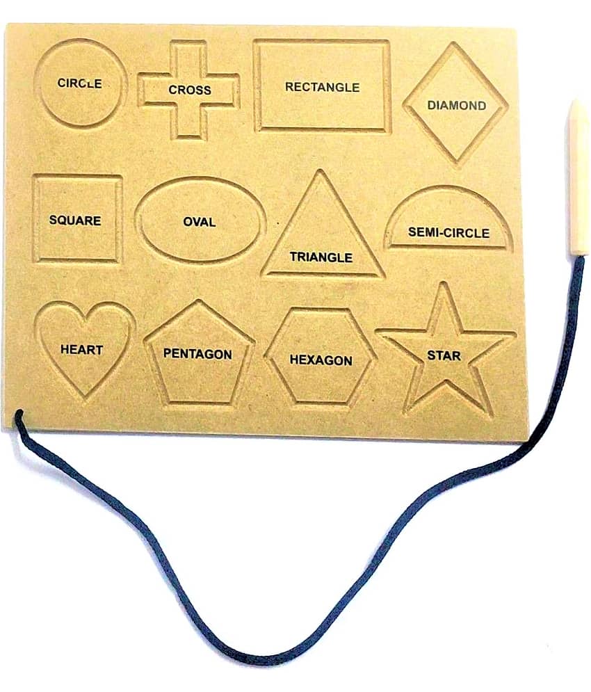 WOODEN 12 Shaped Geometric Writing Practice Board WITH DUMMY PENCIL