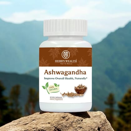 Herb's Wealth Ashwagandha Capsules 500mg  60 Veg Capsules | Stress Relief & Energy Support
