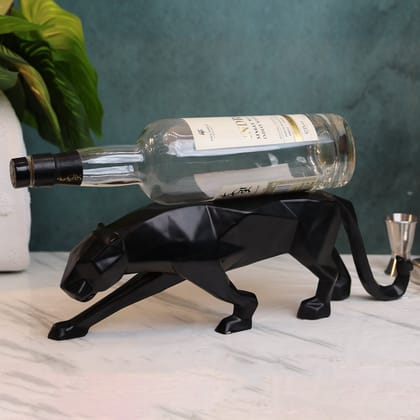 Bold Panther Bottle Sculpture-Black