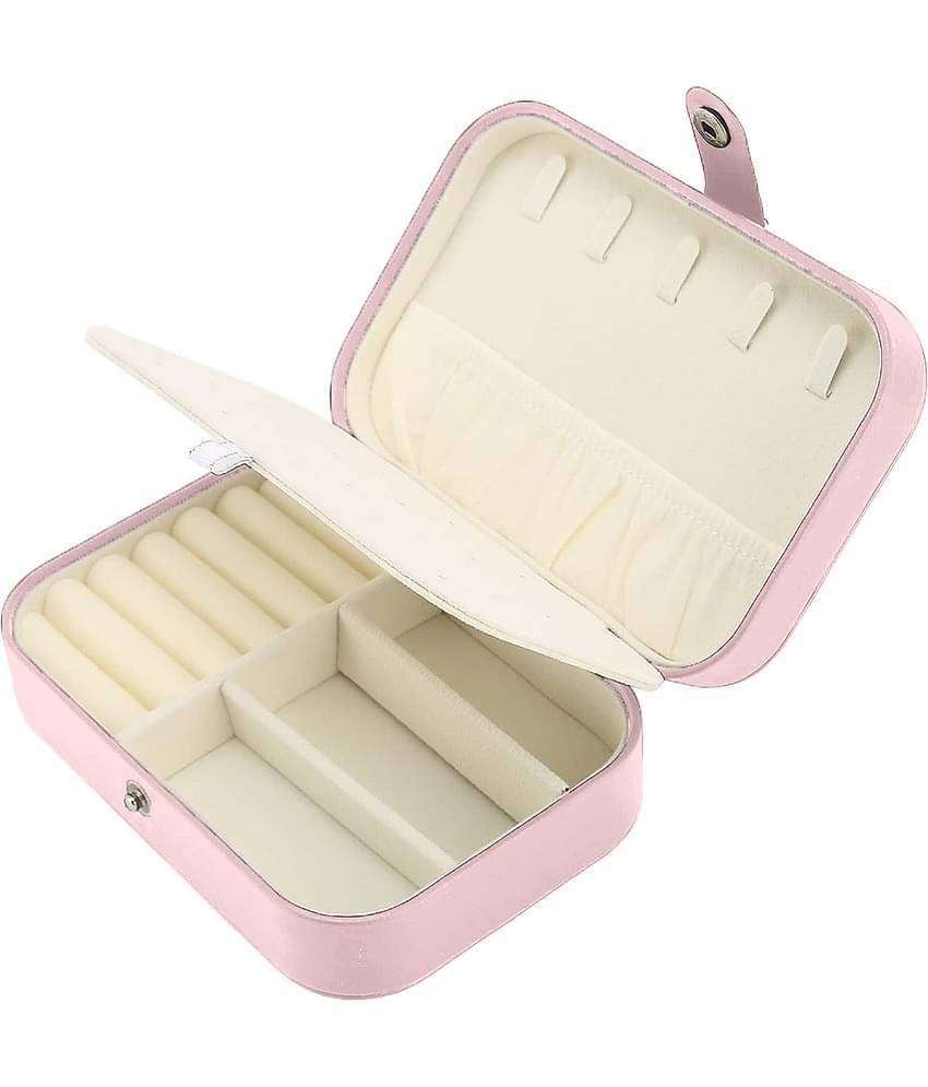 Jewellery Organiser PU Leather Zipper Portable Storage Box with Divider Container