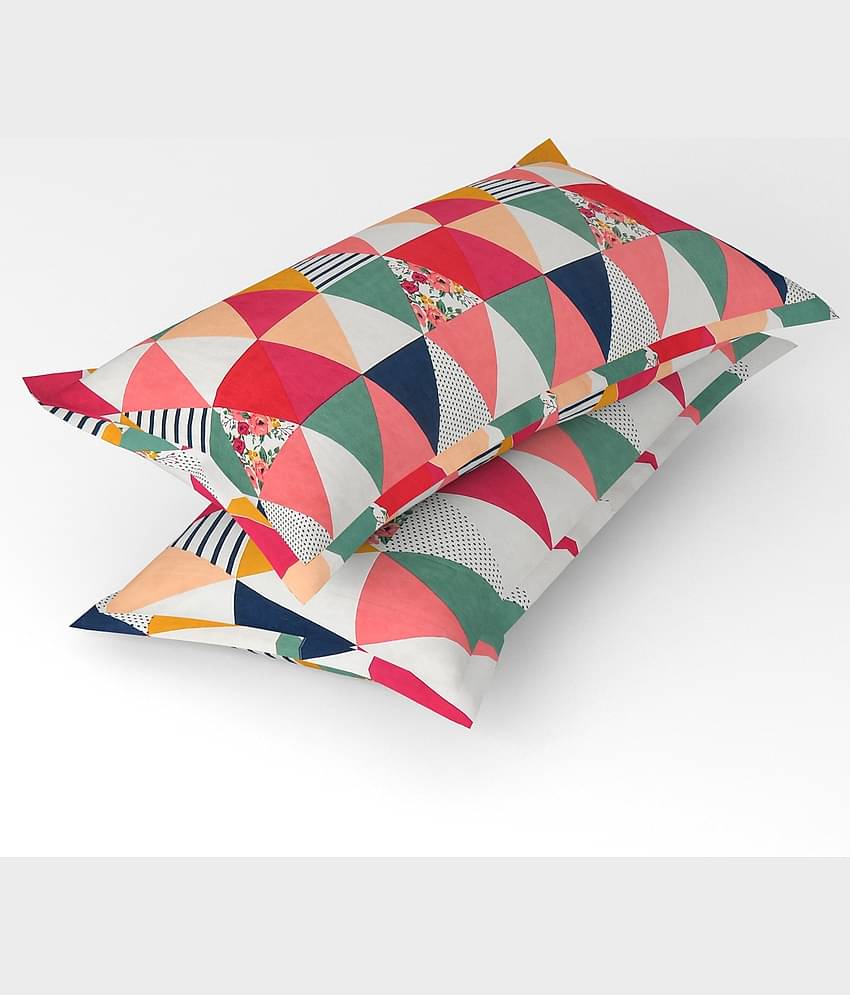 gharsaaz - Pack of 2 Poly Cotton Abstract Printed Standard Size Pillow Cover ( 68.58 cm(27) x 43.18 cm(17) ) - Multi-Colour