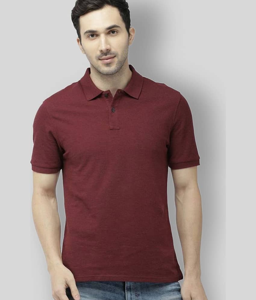 FASHION365 Pack of 1 Cotton Blend Slim Fit Solid Half Sleeves Men's Polo T Shirt ( Maroon )
