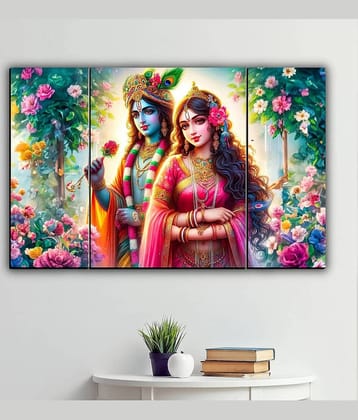 SNDArt Set Of 3 Radha Krishna Wall Paintings For Wall Decor Gift Items 12 x 18 inch