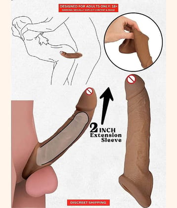 KAMAHOUSE 8.75 INCH CHOCOLATE 2 HOLE JUMBO EXTADER CONDOOM PENIS SLEEVE FOR MEN