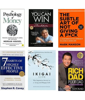 ( Combo Of 6 )The Psychology Of Money & You Can Win & The subtle Art Of Not Giving F*ck & 7 Habits Highly & Ikigai Japness & Rich Dad Poor Dad -  Paperback , English Books Combo By Morgen... , Shiv... , Mark... , Robert