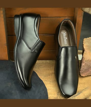 John Karsun Black Men's Slip On Formal Shoes
