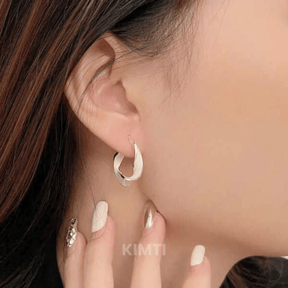 White Twisted Hoops Earring