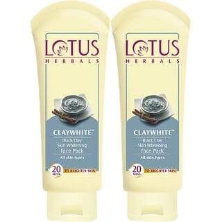 Lotus Herbals Claywhite Black Clay Face Pack  Detans Skin  Unclogs Pores  120G ( Pack Of 2 )
