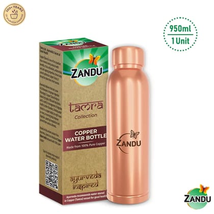 100% Pure Copper Water Bottle | Healthy Water Bottle | Lightweight & Leakproof (950ml)- Green