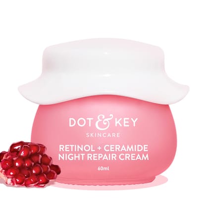 Dot & Key Night Reset Retinol + Ceramide Night Cream | Anti Aging Cream For Women & Men | Reduces Fine Lines & Wrinkles | Oil Free & Non Sticky Moisturizer | For Glowing Youthful Skin | For All Skin Types | 60ml Dot & Key Night Reset Retinol + Ceramide N