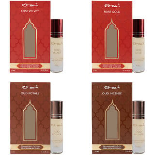 Ossa Rose Velvet And Gold, Oud Royale And Incense Unisex Concentrated Perfums Alcohol Free Attar Combo (Pack of 4)