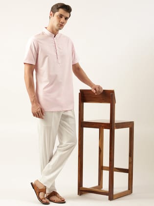 Baby Pink Cotton Short Kurta-Made To Measure / Only Kurta - No Lowers