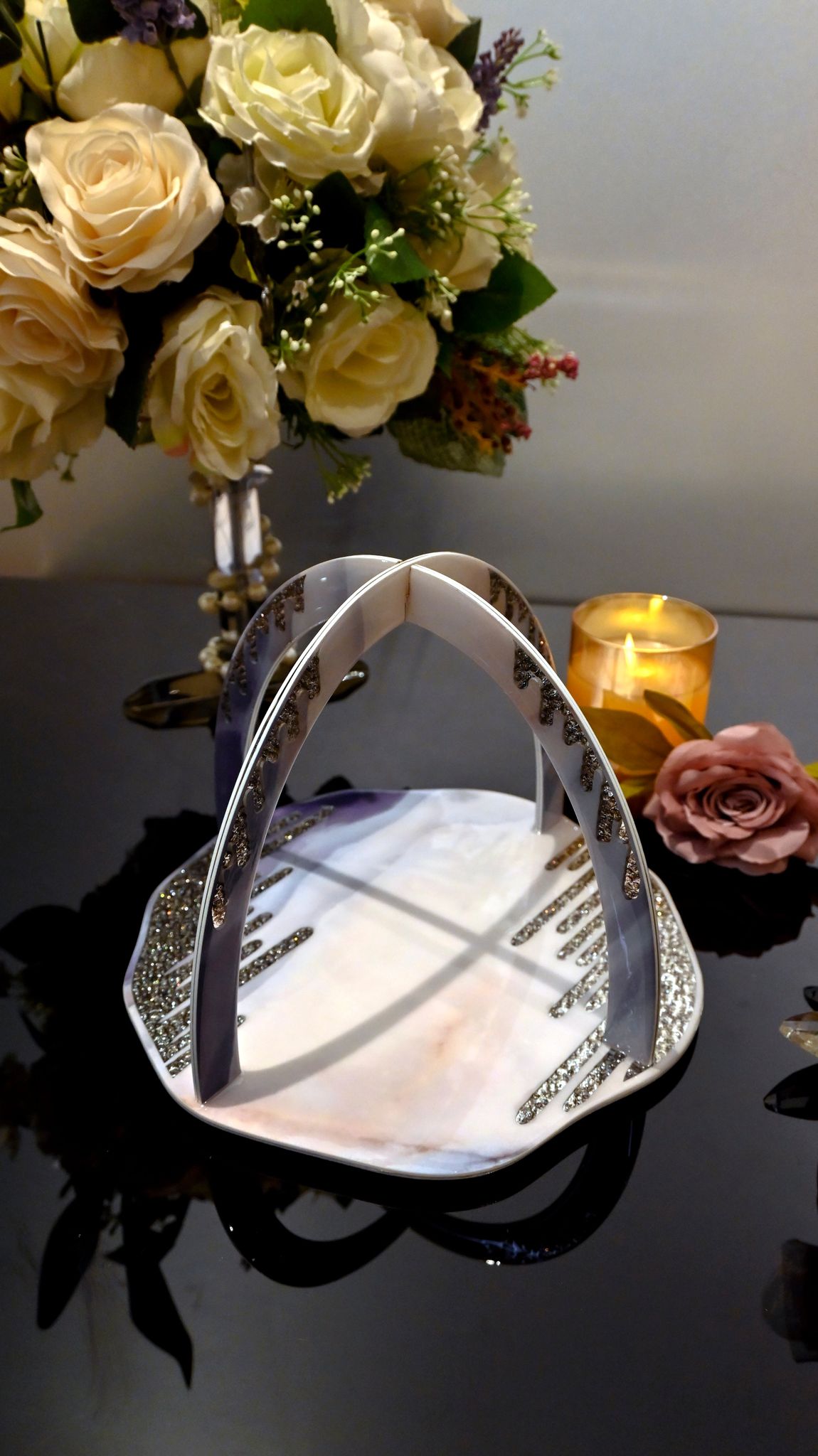 Crystal Droplets Blue: Criss Cross Platter
