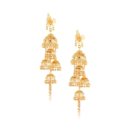 Exquisite 22K Gold Jhumka Earrings - Handmade in India