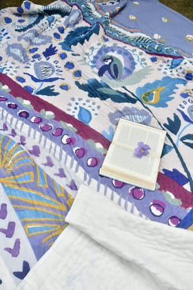 Drama Love Hand Painted Premium Mul Mul Quilt Double 90x108 inches