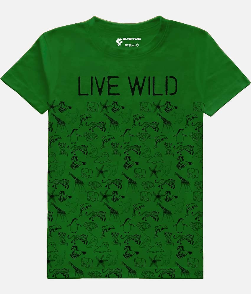 SILVER FANG Pack of 1 Boys Cotton T-Shirt ( Green )