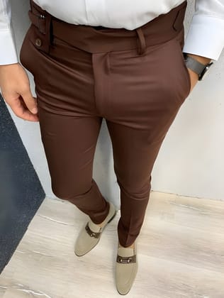 Brown Single Buckle Formal Gurkha Pants by ITALIAN VEGA®-28