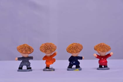 Decorative Smiling and height monk figures set of 4 assorted