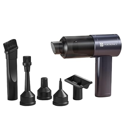 Portronics Mopcop Pro 2-in-1 Vacuum Cleaner & Air Blower, 10000Pa Powerful Suction, Handheld Cordless Design, Rechargeable Battery, Brushless DC Motor, Low Noise, for Car, Home, Appliances Cleaning - Black Portronics Mopcop Pro 2-in-1 Vacuum Cleaner & Air Blower, 10000Pa Powerful Suction, Handheld Cordless Design, Rechargeable Battery, Brushless DC Motor, Low Noise, for Car, Home, Appliances Cleaning - Black