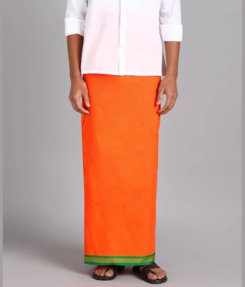 Shyam Handloom Cotton Blend Men's Dhoti Orange ( Pack of 1 )