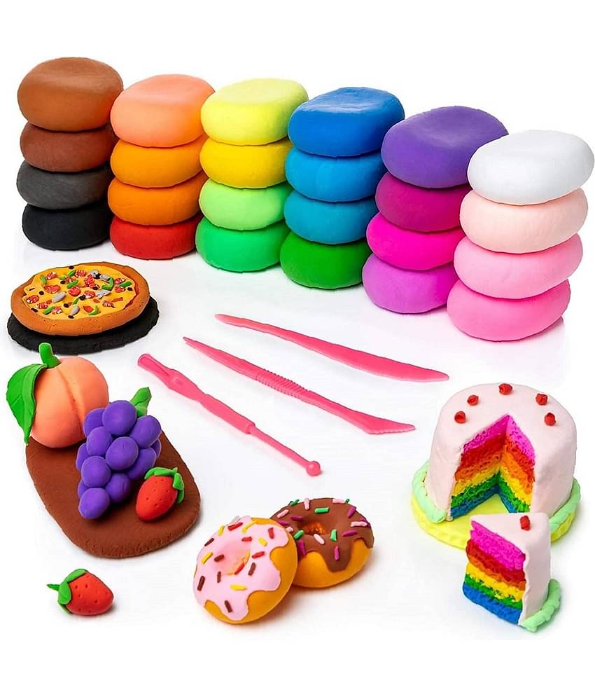 Freedy (Pack of 12)  Dry Clay, Colorful Children Soft Clay, Creative Art Crafts, Gifts for Kids-Multi Color. Non-Toxic Modeling Magic Fluffy Foam Bouncing Clay Putty Kit for Kids with Tools