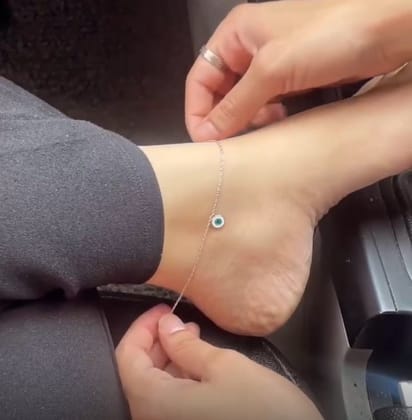Evil Eye Anklet (925 Sterling Silver)-18kt White Gold / Single / Partial Pay