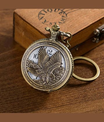 Vintage Bronze Eagle Pocket Watch Keychain | Durable Gift for Kids Boys Girls | Cool Backpack Charm Holder