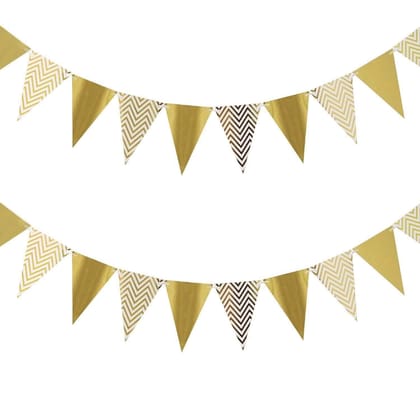 Chevron Golden Flag Bunting - Over 9 FT