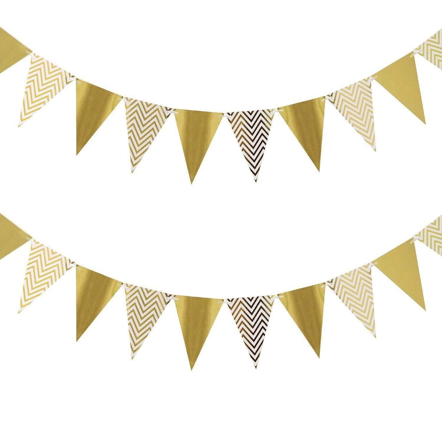 Chevron Golden Flag Bunting - Over 9 FT