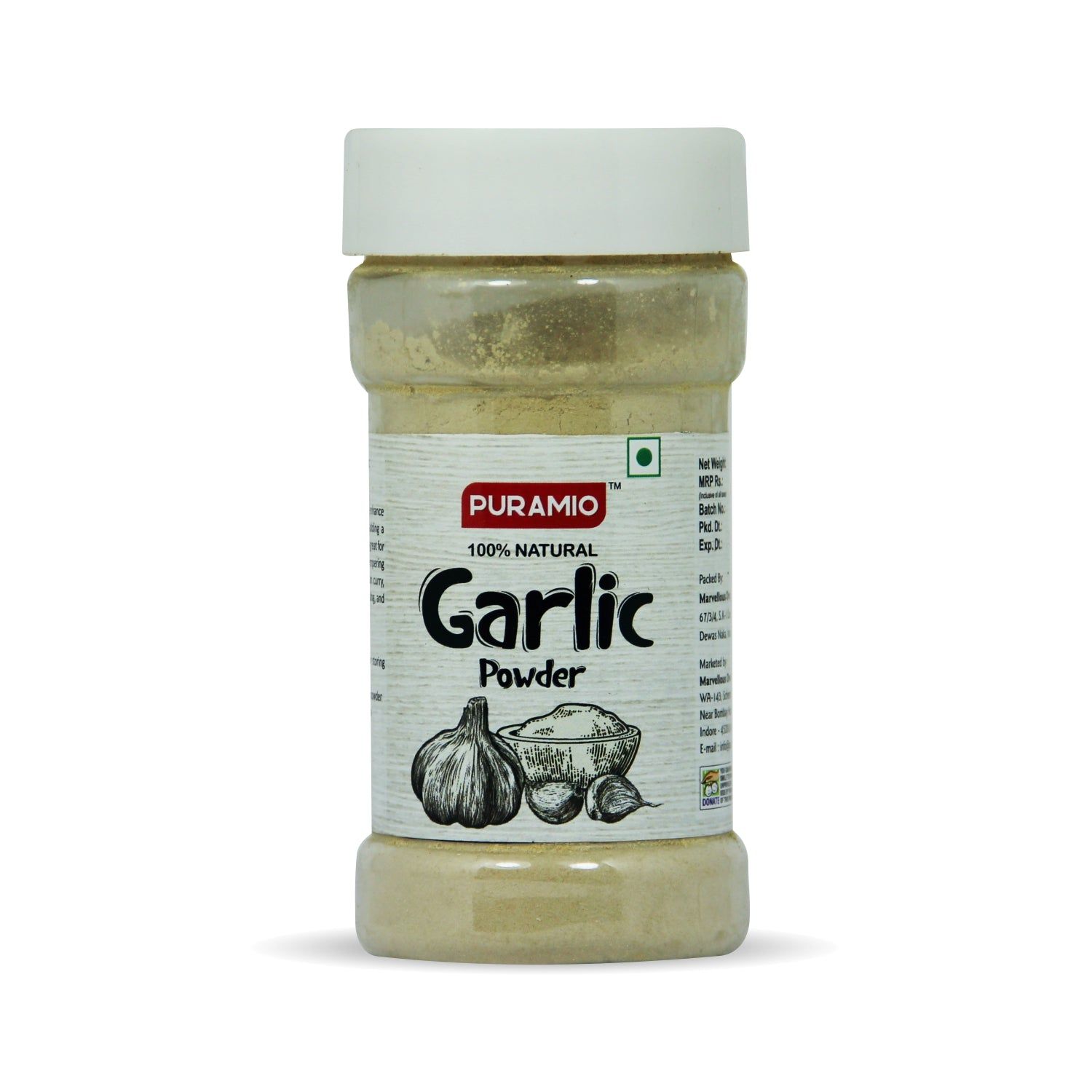Puramio Garlic Powder Sprinkler (100% Natural), 100 gm