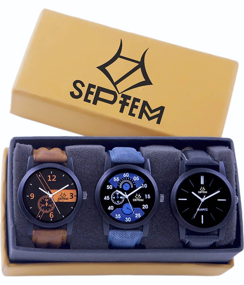 Septem Multicolor Leather Analog Men's Watch