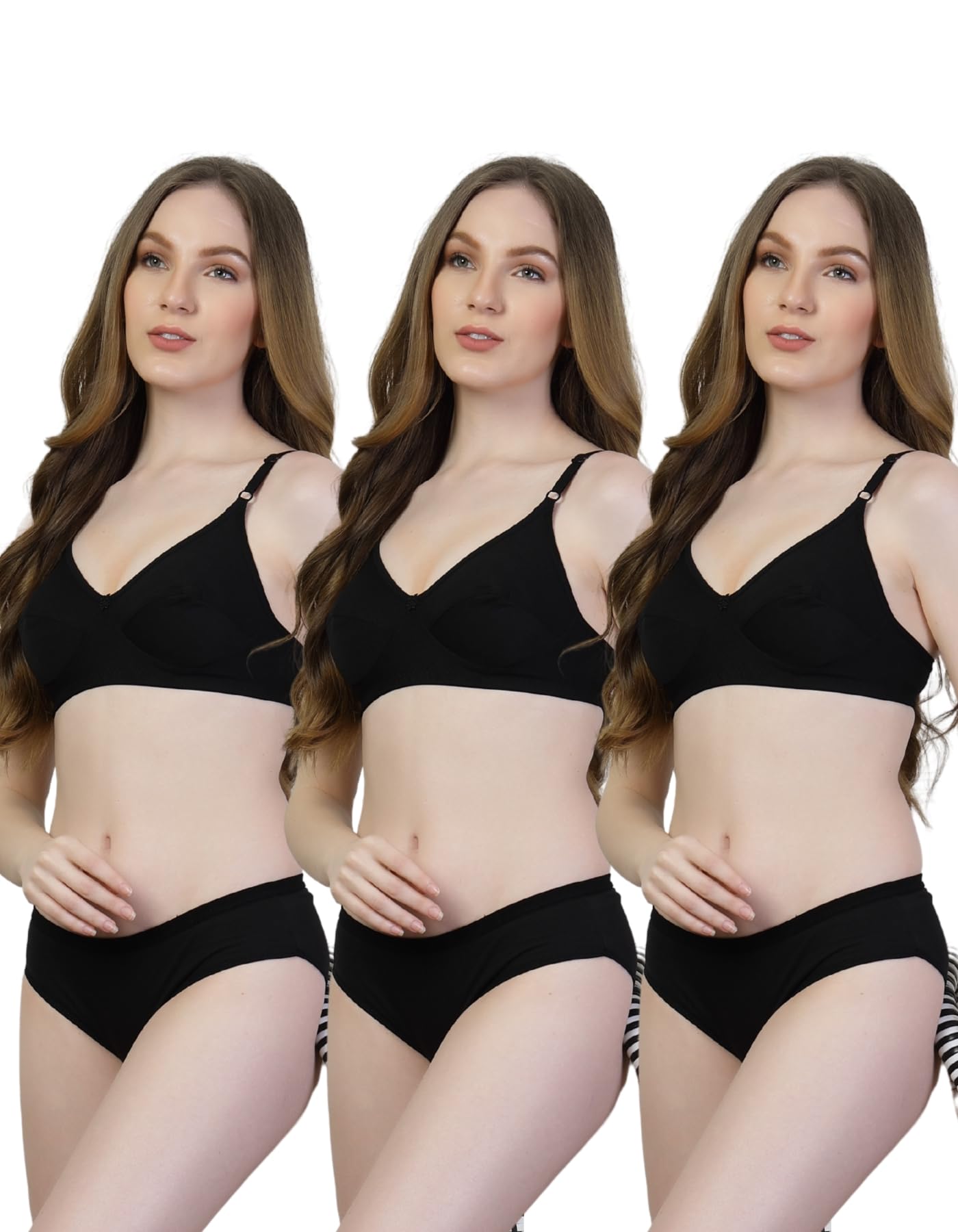ADORNSTAR Bra Panty Set Sexy Lingerie Set for Women Pack of 3 Black